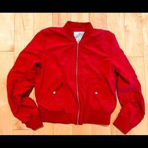 Pull & Bear Red Fitted Bomber jacket Size M